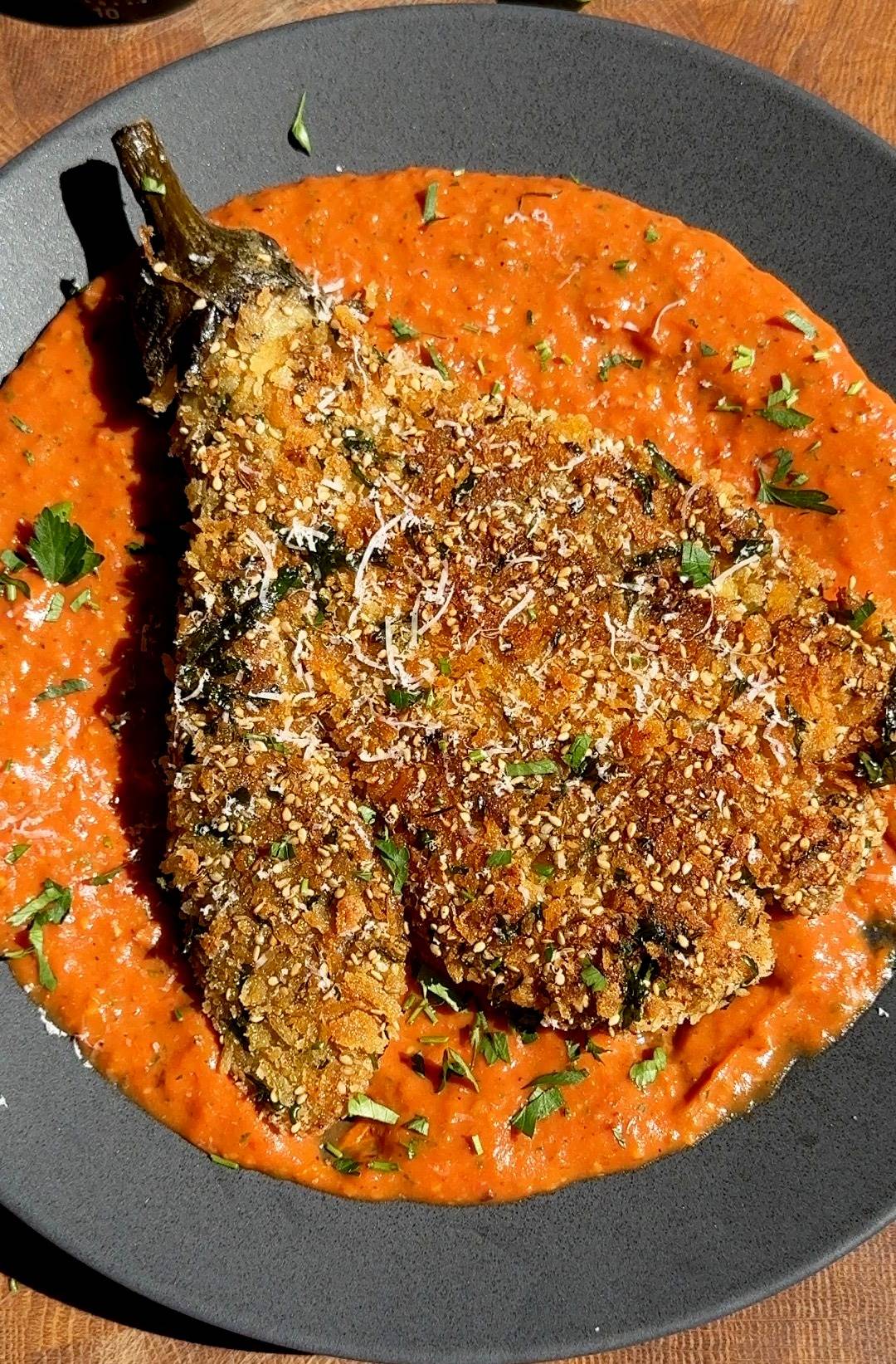 Eggplant Schnitzel with Tomato Sauce