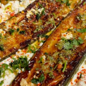 Roasted Zucchini with Wild Garlic Sauce & Feta