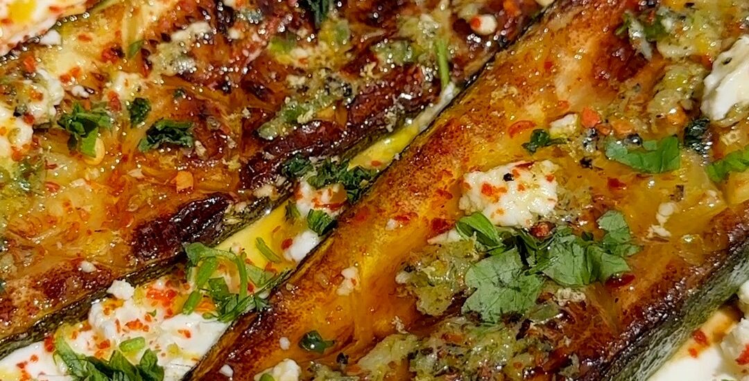 Roasted Zucchini with Wild Garlic Sauce & Feta