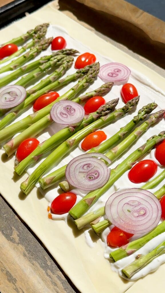 Cheesy Asparagus Puff Pastry Tart