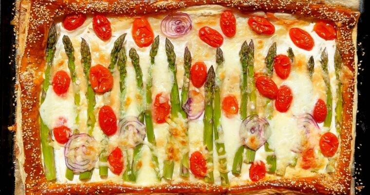 Cheesy Asparagus Puff Pastry Tart