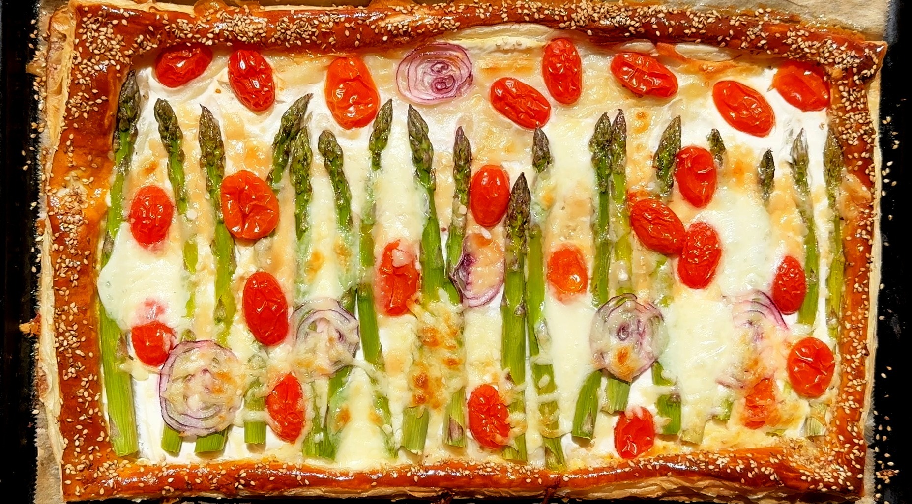 Cheesy Asparagus Puff Pastry Tart