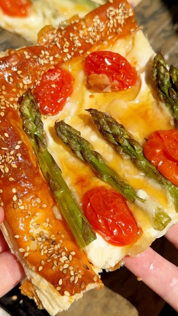 Cheesy Asparagus Puff Pastry Tart