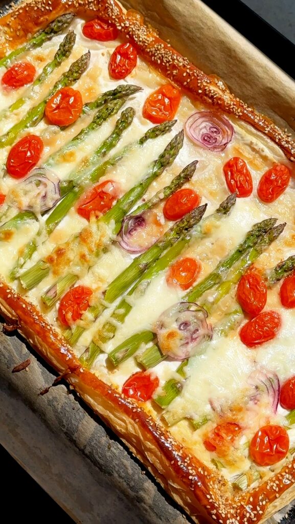 Cheesy Asparagus Puff Pastry Tart