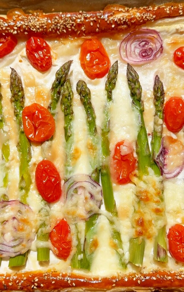 Cheesy Asparagus Puff Pastry Tart