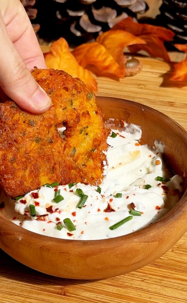 Crispy Butternut Squash Fritters with Garlic Dip