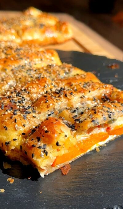 Pumpkin Strudel with Gorgonzola and Red Onions