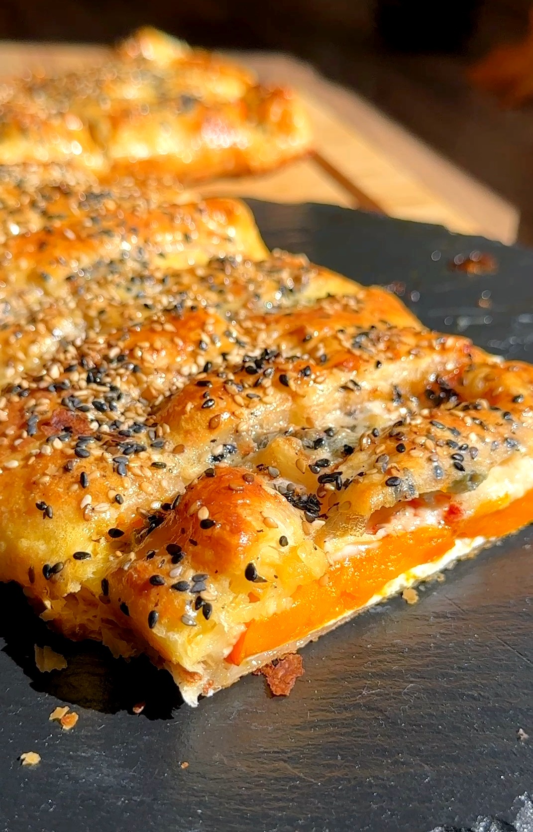 Pumpkin Strudel with Gorgonzola and Red Onions