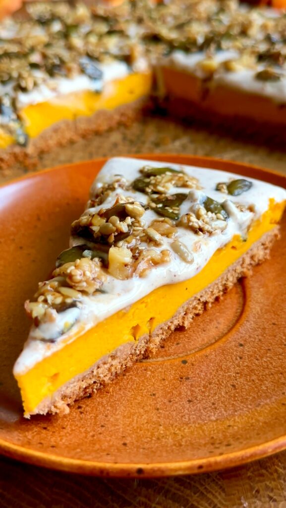 Pumpkin Pie with Nut Brittle and Cinnamon Cream