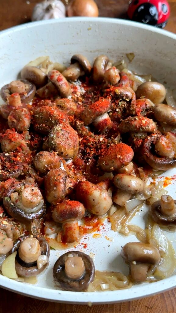 German Christmas Market Mushrooms with Garlic Sauce