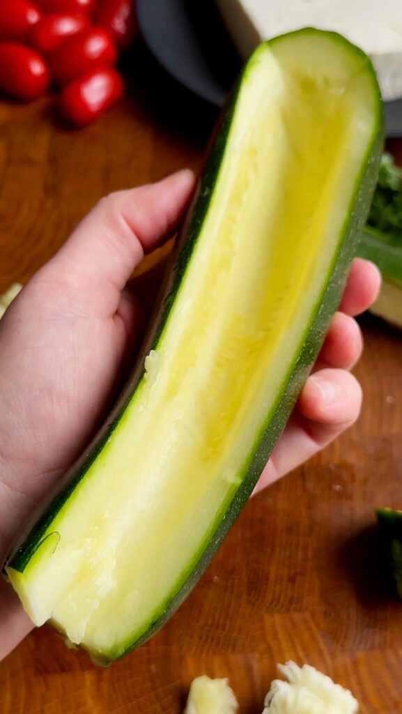 Stuffed Zucchini with Feta and Cherry Tomatoes