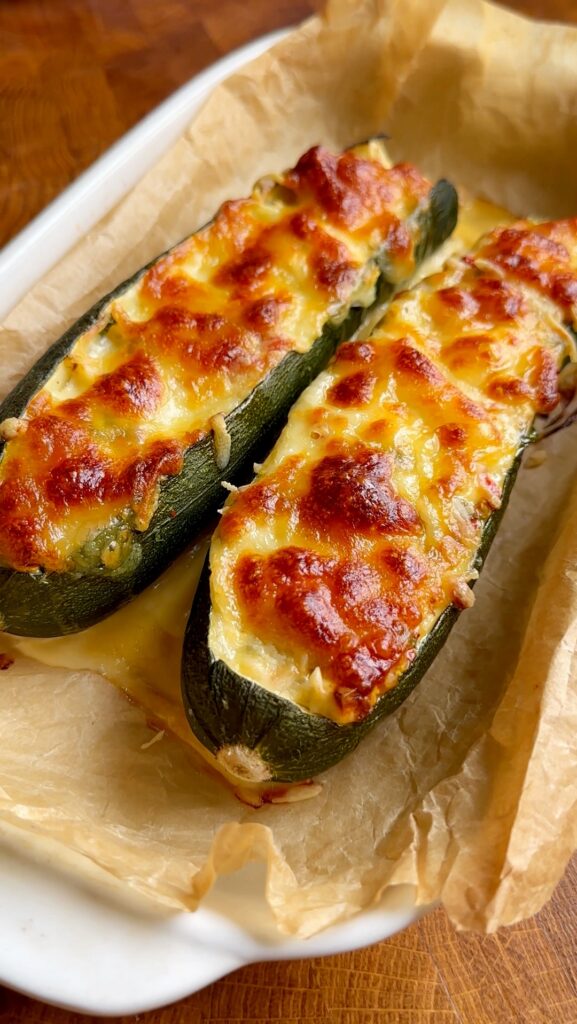 Stuffed Zucchini with Feta and Cherry Tomatoes