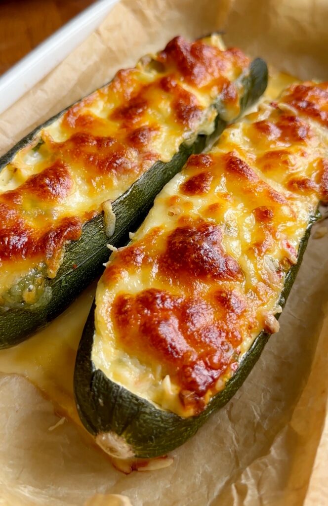 Stuffed Zucchini with Feta and Cherry Tomatoes