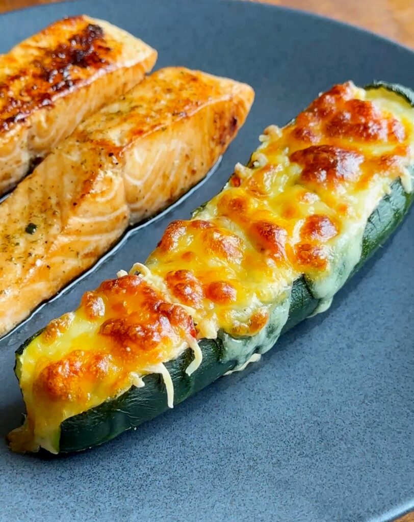 Stuffed Zucchini with Feta and Cherry Tomatoes