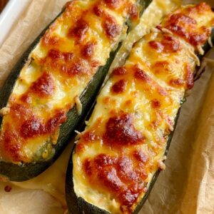 Stuffed Zucchini with Feta and Cherry Tomatoes