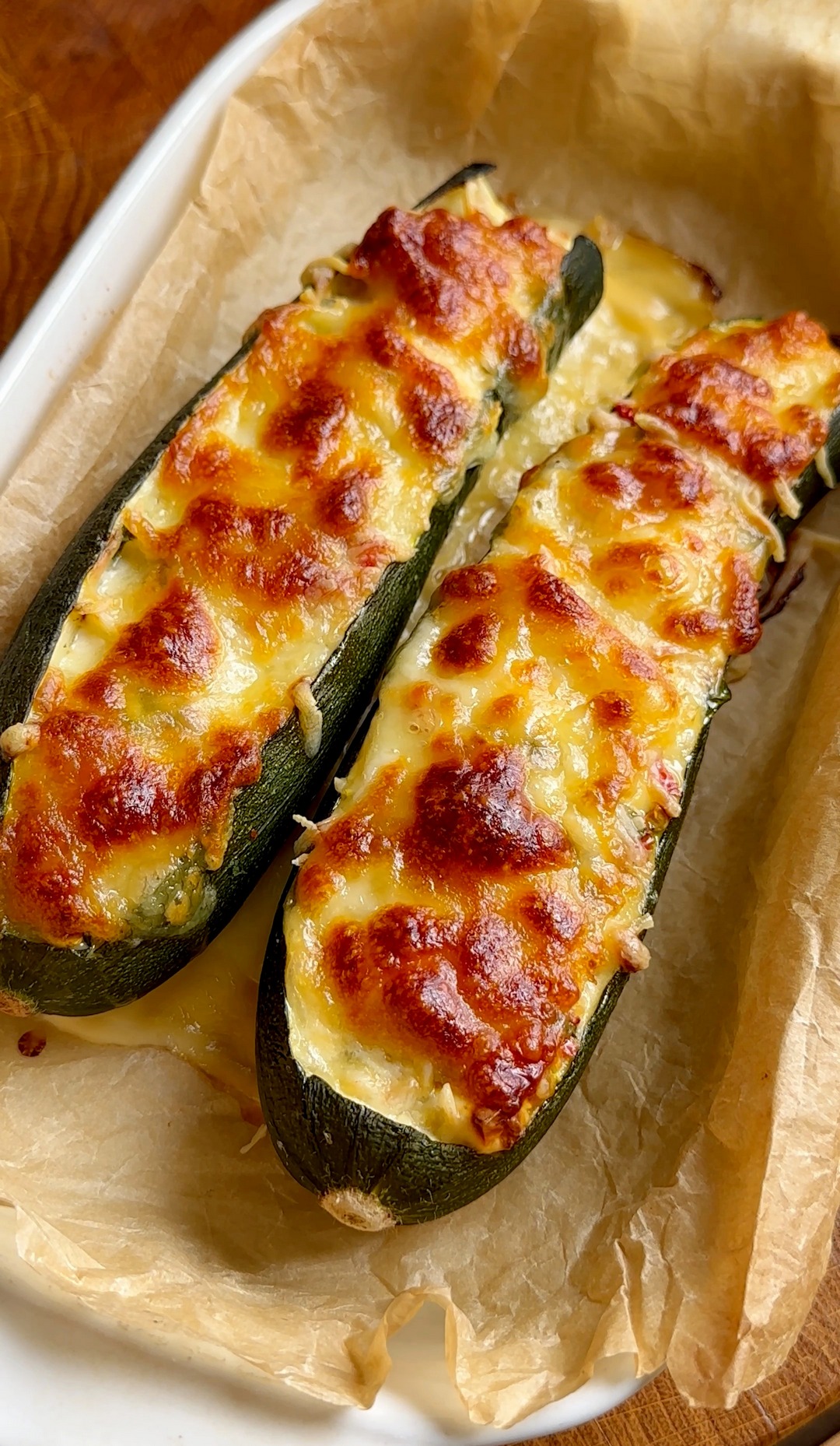 Stuffed Zucchini with Feta and Cherry Tomatoes