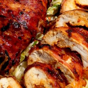 Air Fryer Bacon-Wrapped Stuffed Chicken with Sundried Tomato and Mozzarella