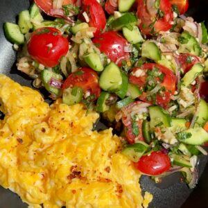 Easy Cucumber Tomato and Onion Salad with Lemon Garlic Dressing (5 Minutes Recipe)