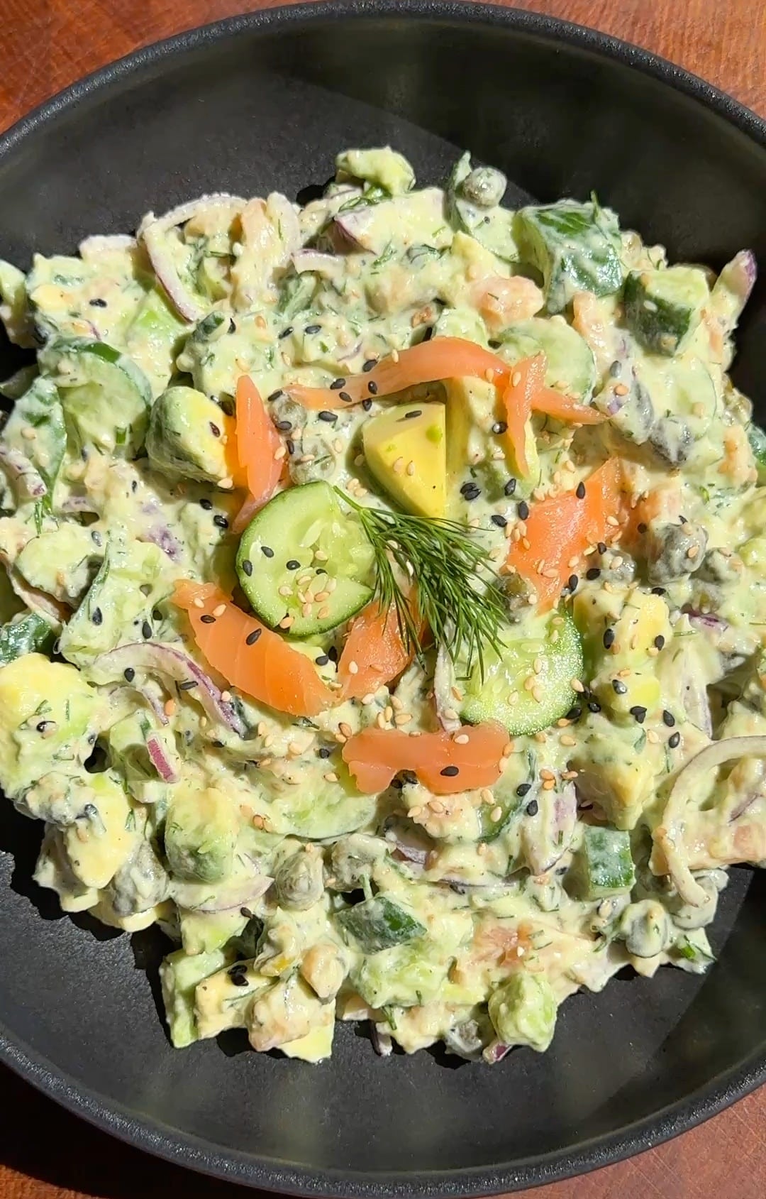 Creamy Cucumber and Smoked Salmon Salad