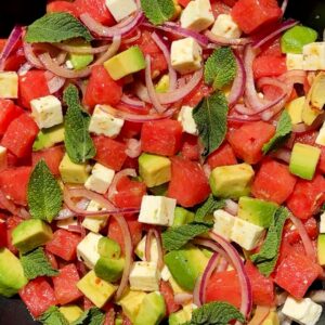 Watermelon Salad with Feta and Avocado