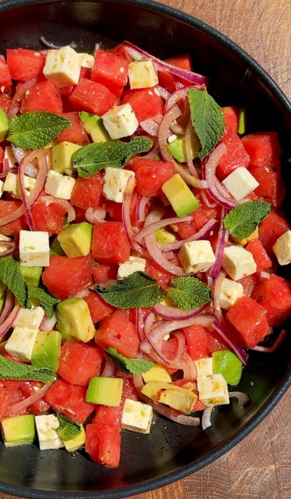 Watermelon Salad with Feta and Avocado