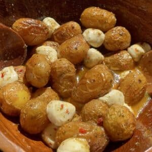 Roasted Baby Potatoes with Mozzarella & Basil Dressing