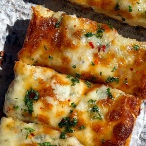 Cheesy Garlic Bread ready to be served