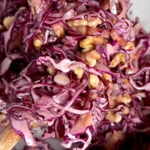 Red Cabbage Salad with Apple and Crispy Bacon