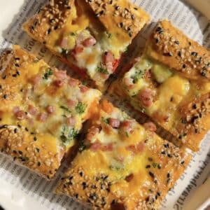 Crispy Tortilla Pizza on a plate ready for serving