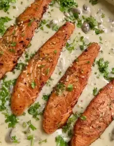 Salmon with Creamy Mushroom Sauce